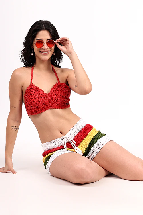 Ajoobaa "Wovencharm" Handmade Crochet Drawstring Shorts - Image 5