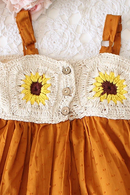 Ajoobaa"Giggles" Crochet Yoke Girls Frock - Image 2