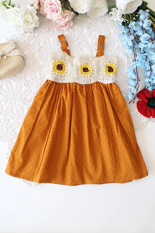 Ajoobaa"Giggles" Crochet Yoke Girls Frock - Image 4
