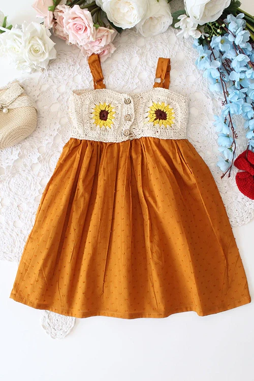 Ajoobaa"Giggles" Crochet Yoke Girls Frock - Image 5
