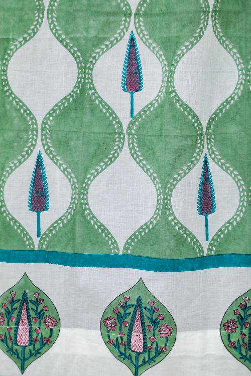 Sooti Syahi Aloe Palm Hand Block Printed Door Curtain - Image 4