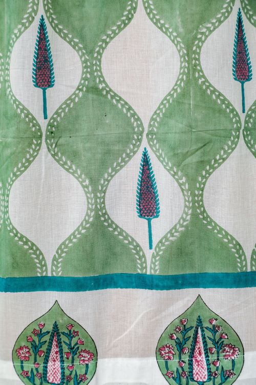 Sooti Syahi Aloe Palm Hand Block Printed Window Curtain - Image 5