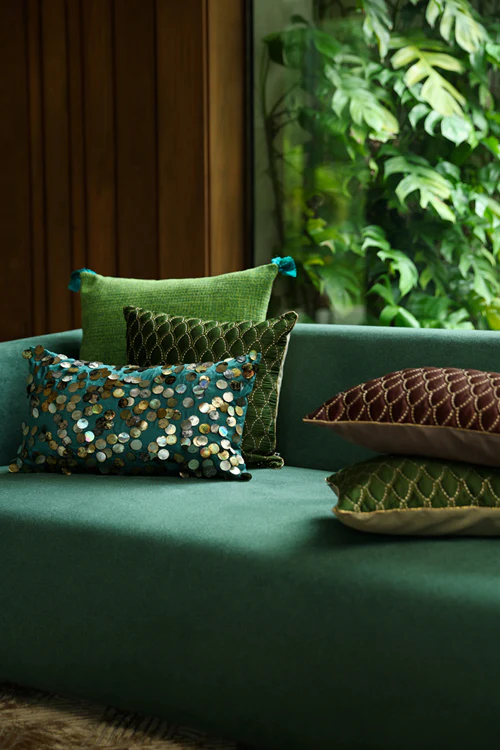 Onset Homes Ananya Handwoven Cushion-Leafy Green - Image 2