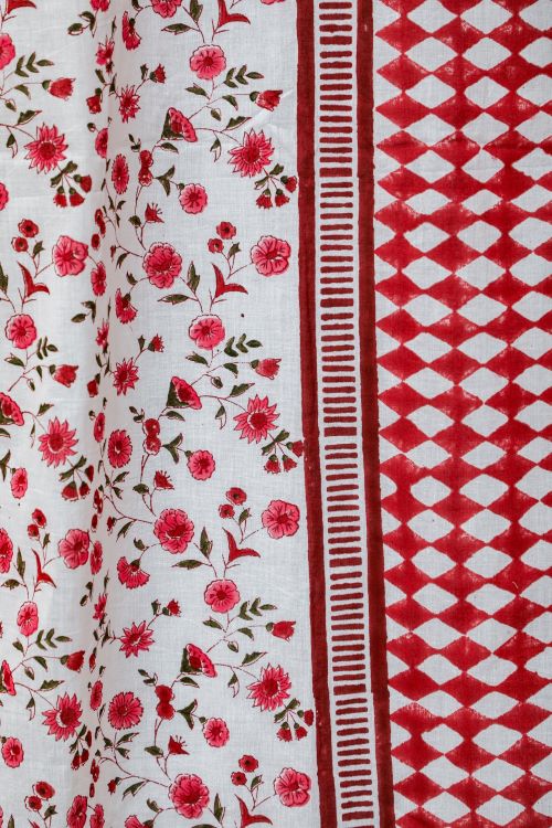 Sooti Syahi Anemone Orchid Hand Block Printed Door Curtain - Image 4