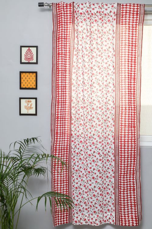 Sooti Syahi Anemone Orchid Hand Block Printed Door Curtain - Image 5