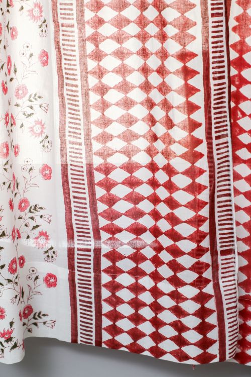 Sooti Syahi Anemone Orchid Hand Block Printed Window Curtain - Image 4