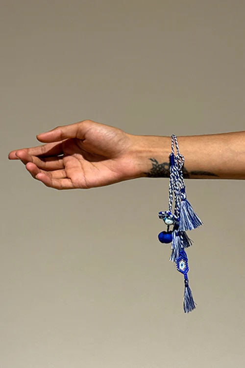 Antarang Blooming Bead-Evil Eye Lumba Bhai Bhabhi Rakhi Set - Image 3
