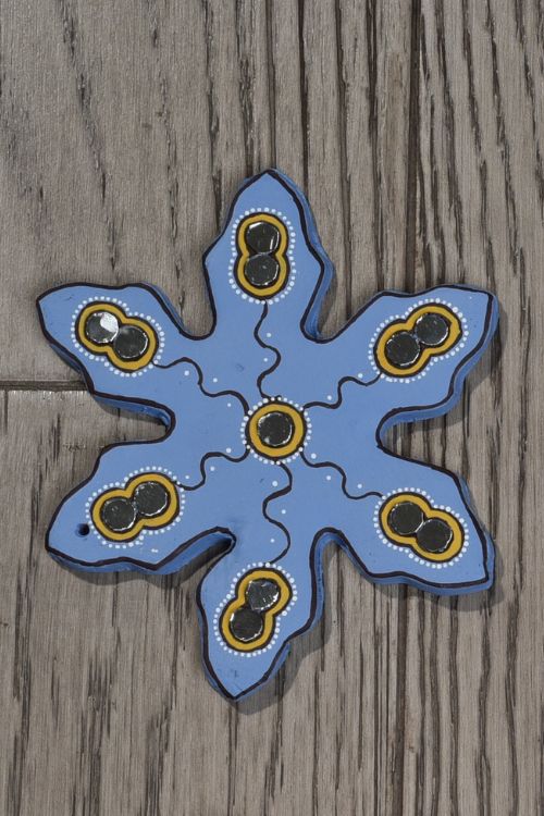 Antarang- Christmas Joy, Handcrafted: Terracotta Ornaments -  Blue (Set Of 4) - Image 5