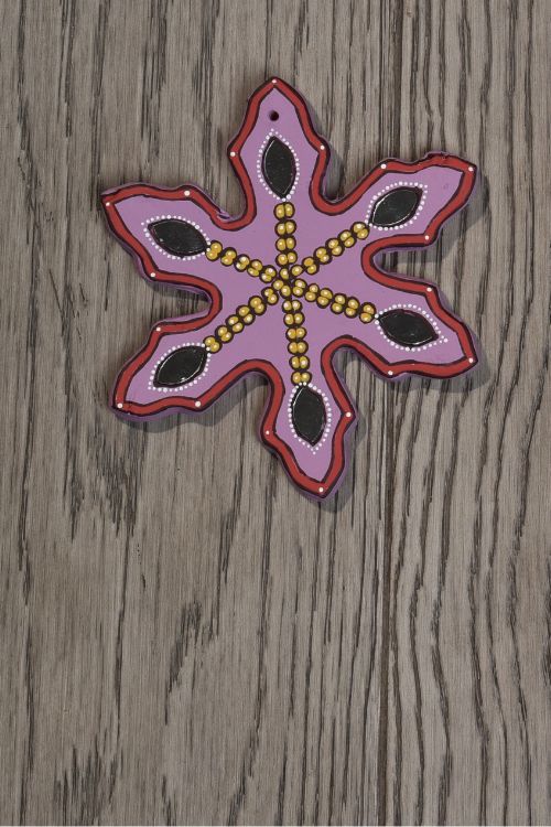 Antarang- Christmas Joy, Handcrafted: Terracotta Ornaments - Lilac (Set Of 4) - Image 3