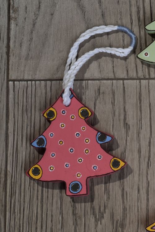 Antarang- Christmas Joy, Handcrafted: Terracotta Ornaments - Pink (Set Of 4) - Image 5