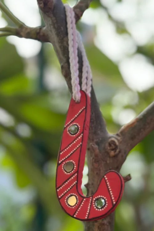 Antarang- Christmas Joy, Handcrafted: Terracotta Ornaments - Red(Set Of 4) - Image 3