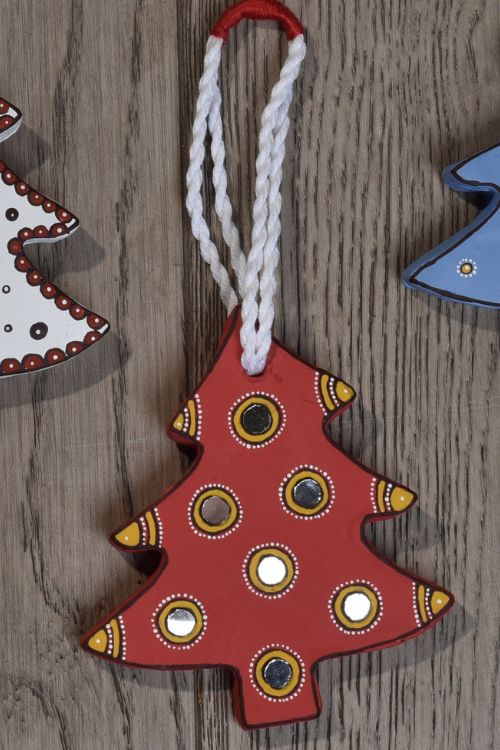 Antarang- Christmas Joy, Handcrafted: Terracotta Ornaments - Red(Set Of 4) - Image 6
