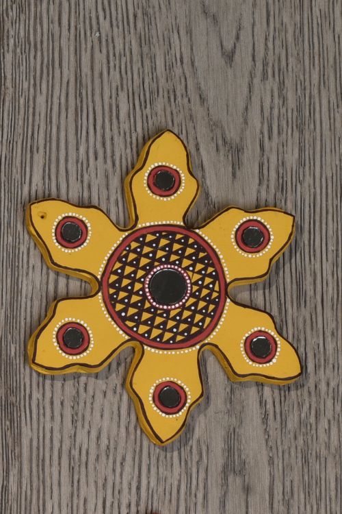 Antarang- Christmas Joy, Handcrafted: Terracotta Ornaments - Yellow (Set Of 4) - Image 3