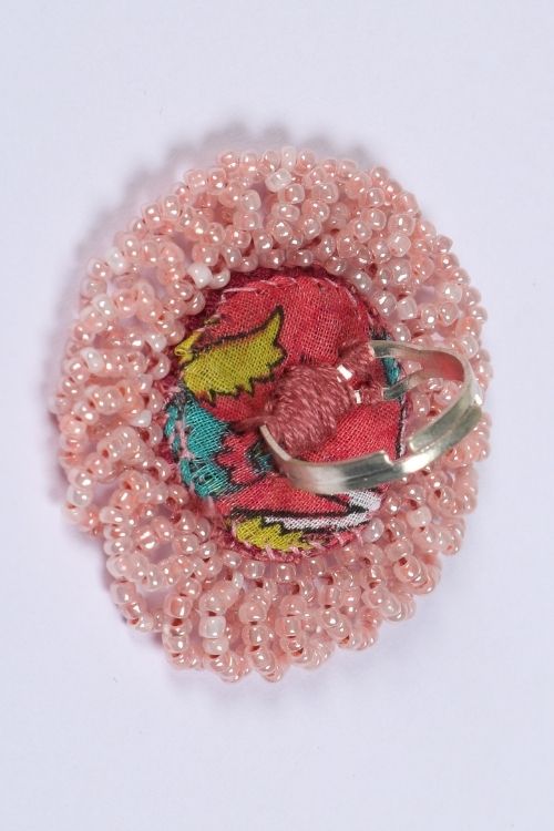 Antarang- Gulabi (Pink) Bead Jumki Ring, 100% Cotton. Hand Made By Divyang Rural Women. - Image 3