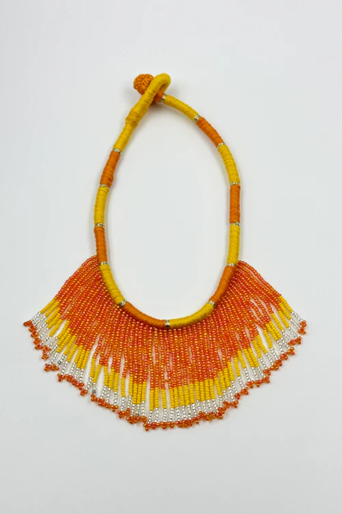Antarang- Haldi Pushpa(Yellow-Orange), Jumki Bead Choker, 100% Cotton. Hand Made By Divyang Rural Women. - Image 3