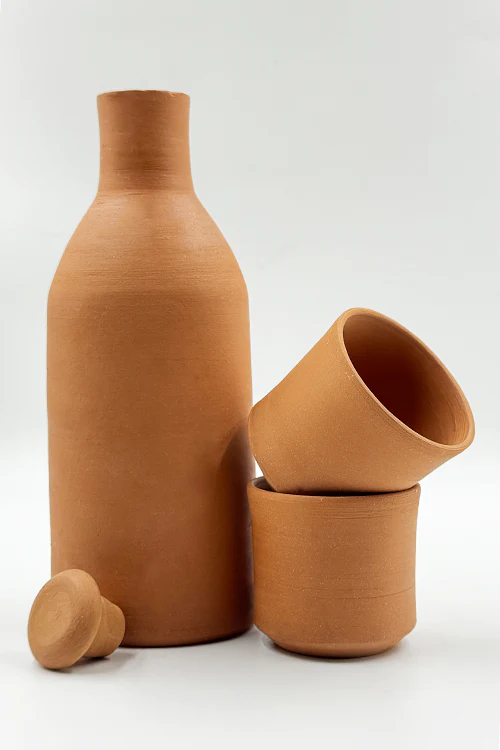 Antarang - Handcrafted Terracotta Water Bottle Set with 2 Glasses – Eco-Friendly & Sustainable - Image 4