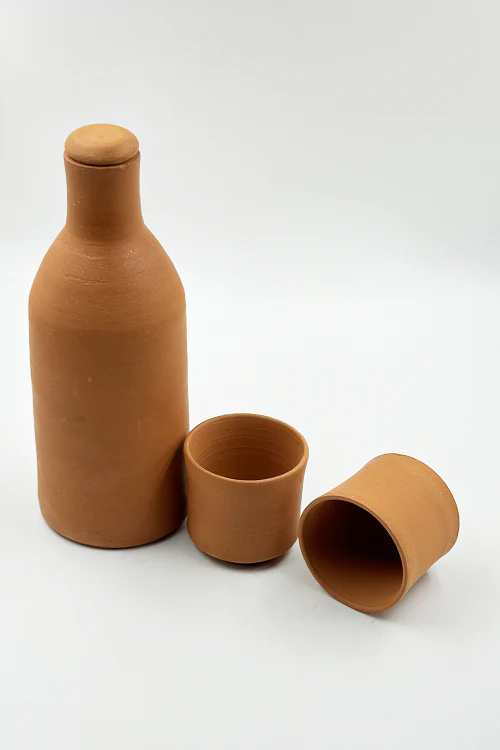 Antarang - Handcrafted Terracotta Water Bottle Set with 2 Glasses – Eco-Friendly & Sustainable - Image 5