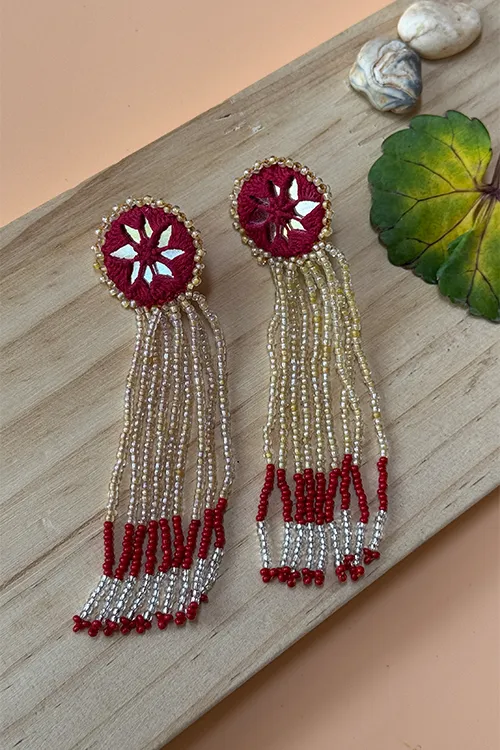 Antarang- Jil-Mil Earrings- Maroon - Image 2