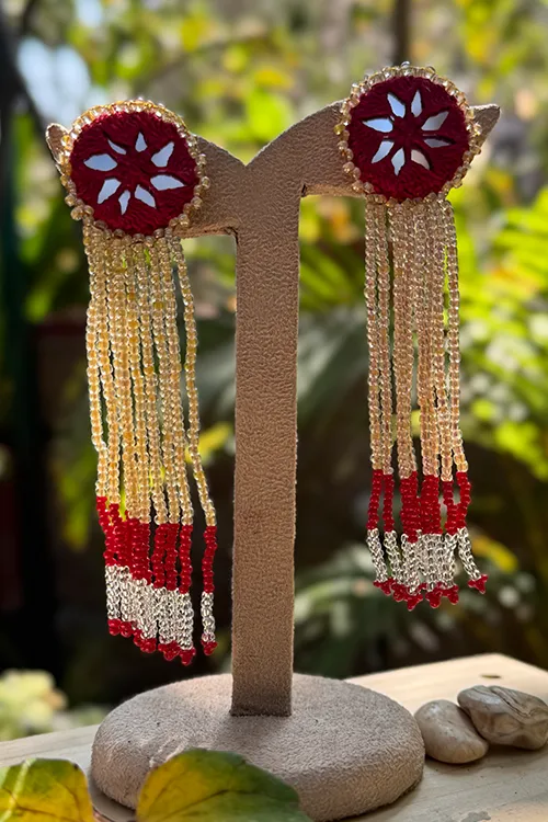 Antarang- Jil-Mil Earrings- Maroon - Image 3