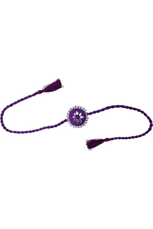 Antarang (Set Of 2) Mirror Work, 100% Cotton, Kajal Bhai Rakhi. Purple. Made By Divyang Rural Women