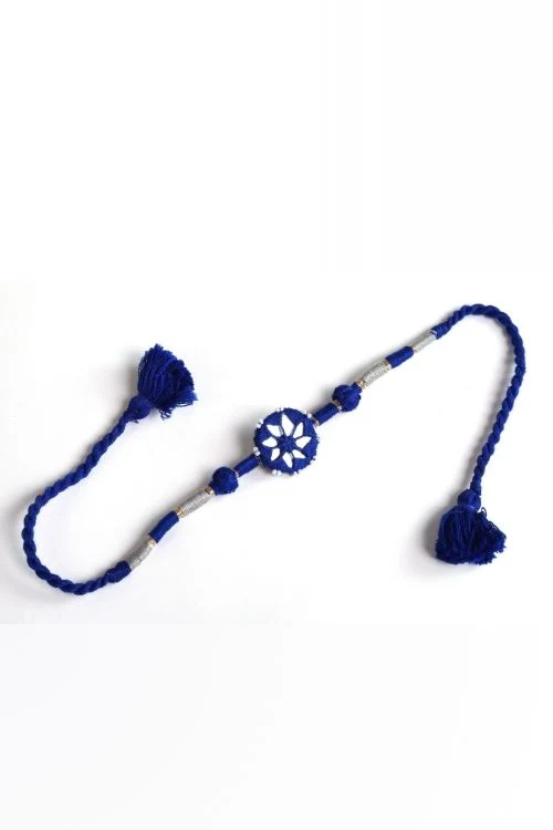 Antarang- Patwa Mirror Work, 100% Cotton, Bhai Rakhi Set. Blue- Red Made By Divyang Rural Women. - Image 5