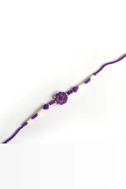 Antarang- Patwa Mirror Work, 100% Cotton, Bhai Rakhi Set. Purple- Yellow Ocher Made By Divyang Rural Women. - Image 6