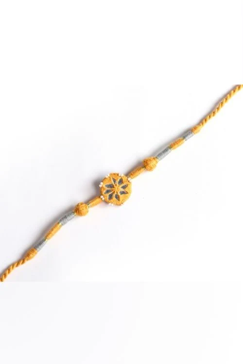 Antarang- Patwa Mirror Work, 100% Cotton, Bhai Rakhi Set. Purple- Yellow Ocher Made By Divyang Rural Women. - Image 7