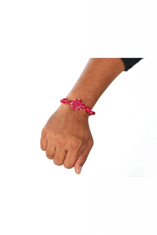 Antarang- Patwa Mirror Work, 100% Cotton, Bhai Rakhi Set. Turkoish Blue -Pink, Made By Divyang Rural Women. - Image 9
