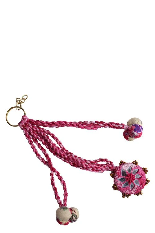 Antarang, Pink Key Chain, 100% Cotton. Hand Made By Divyang Rural Women - Image 3