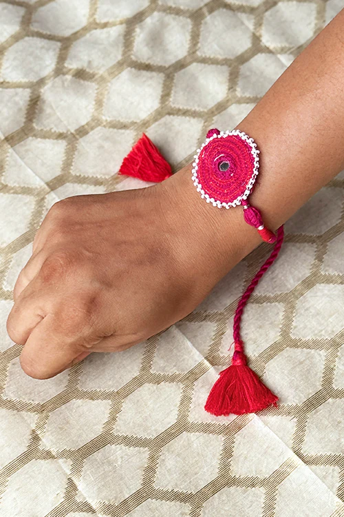 Antarang Pink Patwa-Ari Bhai-Bhabhi Rakhi Set - Image 2
