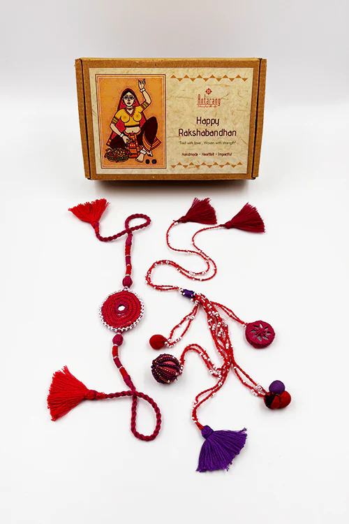 Antarang Pink Patwa-Ari Bhai-Bhabhi Rakhi Set - Image 5