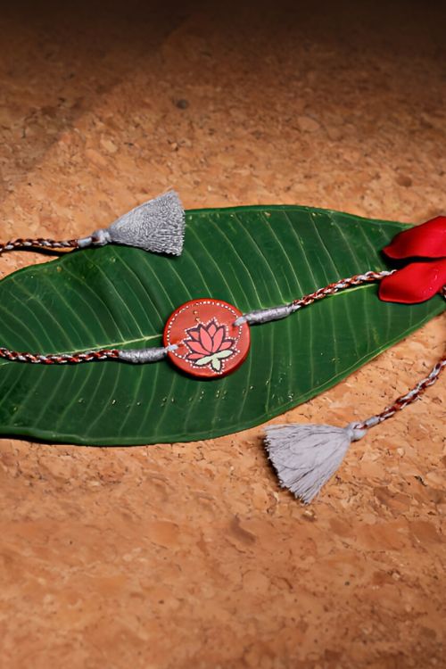 Antarang (Set Of 2) Terracotta. Antarang-Terracotta.Kamal- Handpainted Terracotta Rakhi. Made By Divyang Rural Women. Made By Divyang Rural Women - Image 2