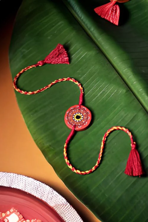 Antarang (Set Of 2) Terracotta. Antarang-Terracotta. Taaramandal- Handpainted Terracotta Rakhi. Made By Divyang Rural Women - Image 2