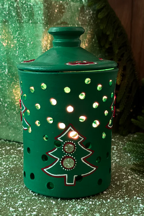 Antarang- Terracotta-Green Glow Jar - Image 2