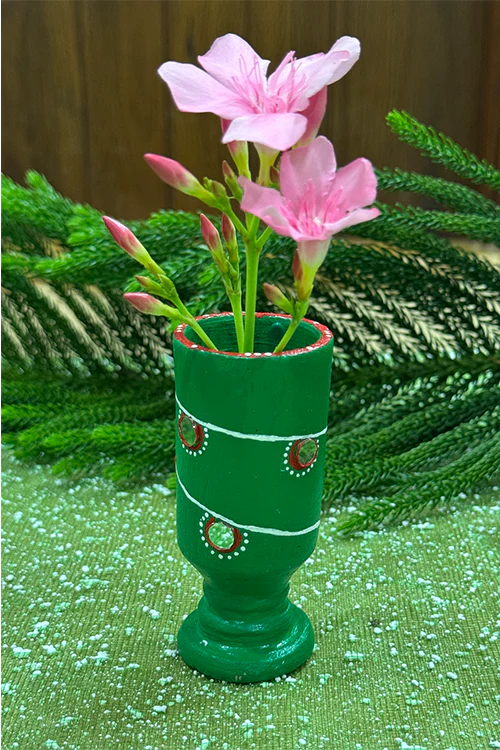 Antarang- Terracotta-Green Multifunctional Candle/Flower Holder - Image 2