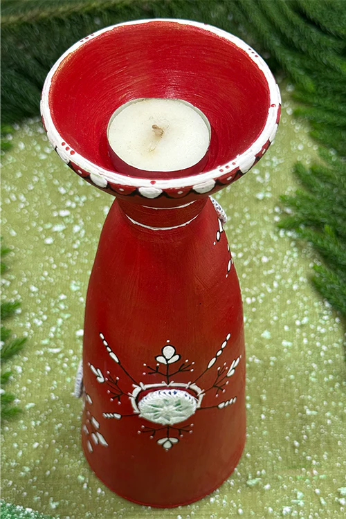 Antarang- Terracotta-Red Long T Light Candle Holder - Image 3