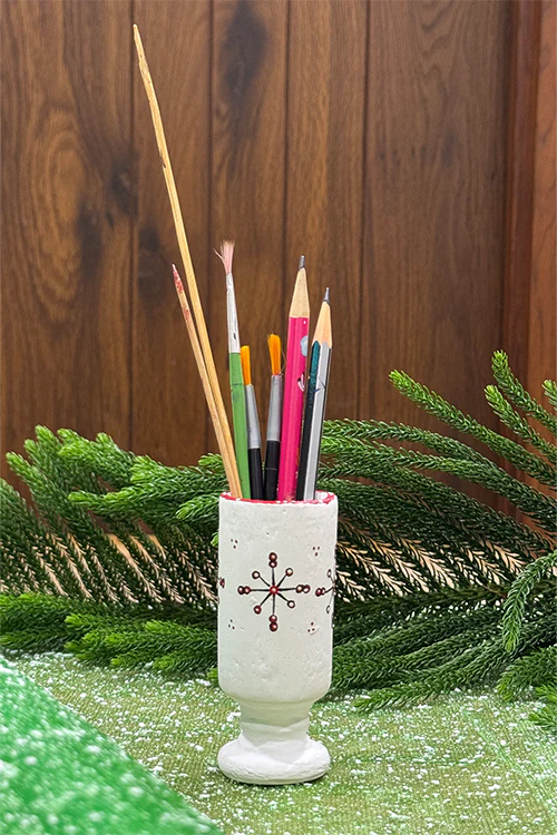 Antarang- Terracotta-White Multifunctional Candle/Flower Holder - Image 2