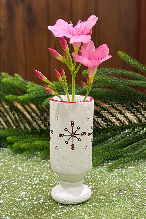 Antarang- Terracotta-White Multifunctional Candle/Flower Holder - Image 3