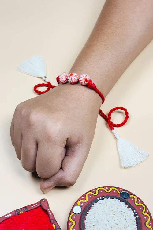 Antarang (Set Of 2) Upcycle Rakhi 100% Cotton, Bhai Rakhi. Red, Made By Divyang Rural Women