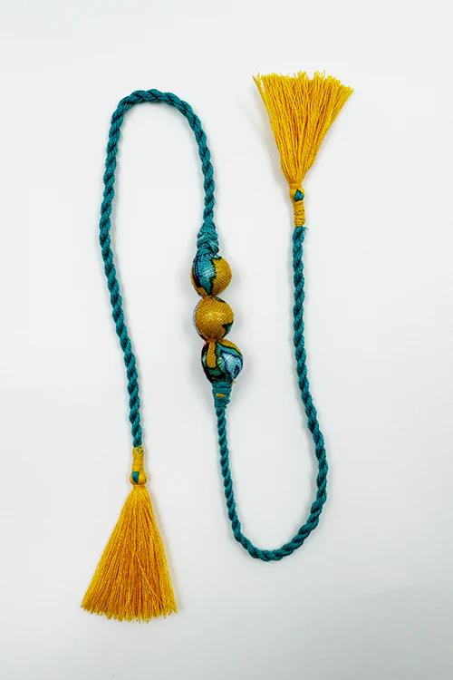 Antarang  (Set Of 2)  Upcycle Rakhi 100% Cotton, Bhai Rakhi. Turkoish Blue, Made By Divyang Rural Women - Image 3