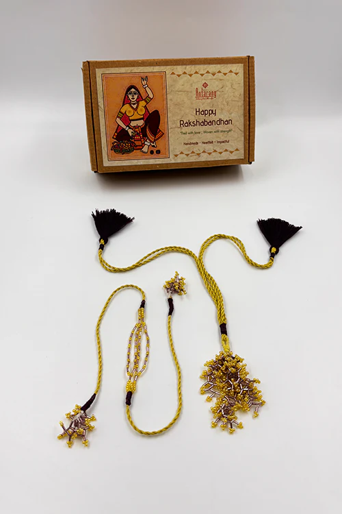 Antarang - Yellow Corel Bhai-Bhabhi Rakhi Set - Image 5