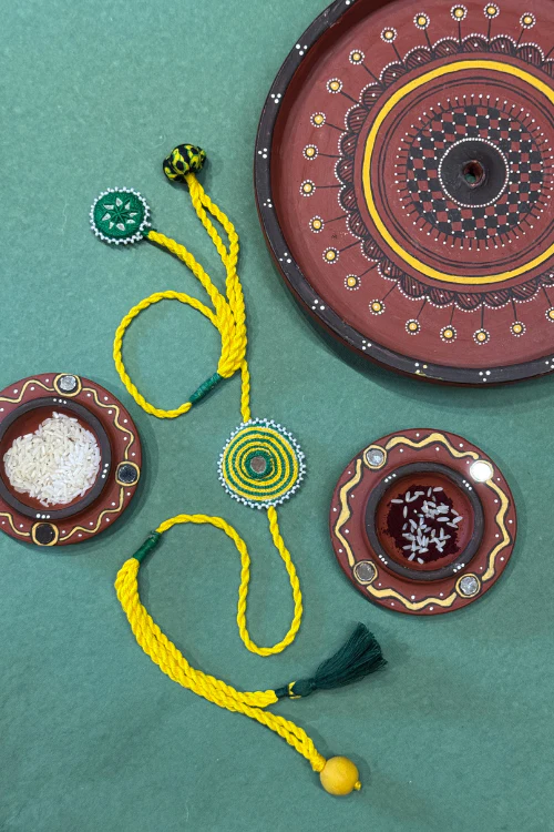 Antarang Yellow Green Bhabhi Rakhi - Image 3