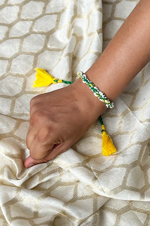 Antarang Yellow Green Bhai-Bhabhi Rakhi Set - Image 5