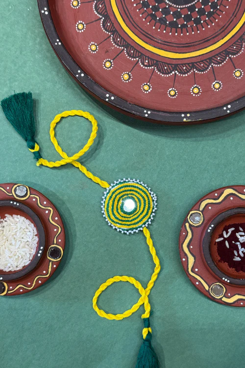 Antarang Yellow Green Bhai Rakhi-1
