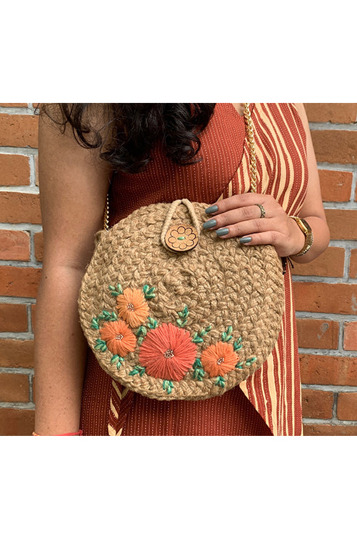 Dhaaga Apricot Full Moon Sling Bag - Image 4