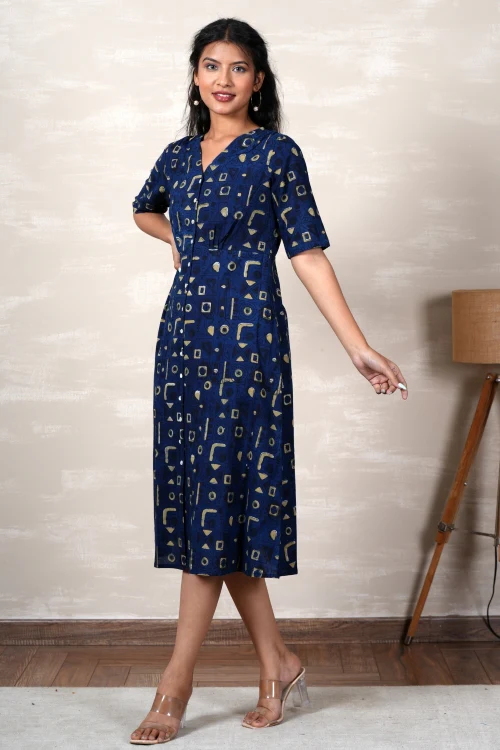 Sooti Syahi Ariel Hand Block Printed Dress - Image 3