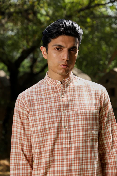 Rangsutra Arka Cotton Checked Long Kurta - Image 4