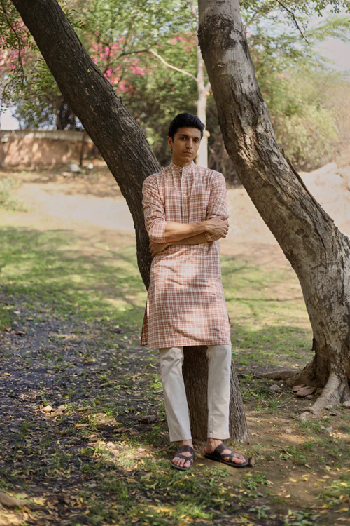 Rangsutra Arka Cotton Checked Long Kurta - Image 5
