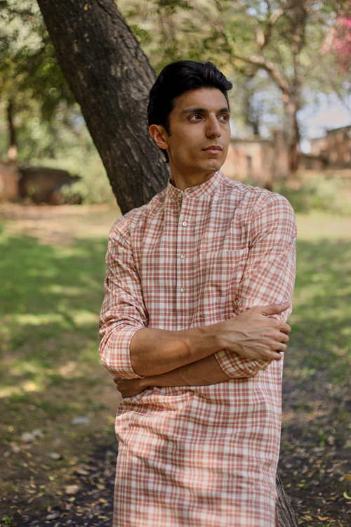 Rangsutra Arka Cotton Checked Long Kurta - Image 6