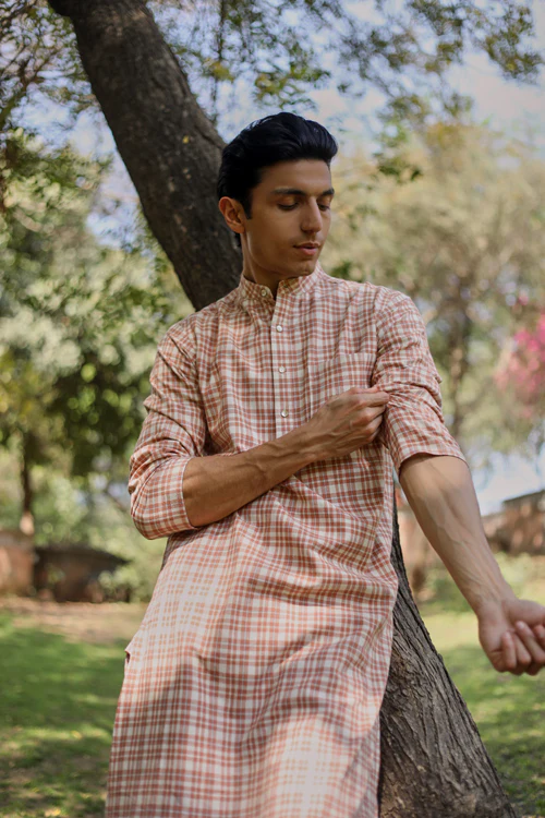 Rangsutra Arka Cotton Checked Long Kurta - Image 7